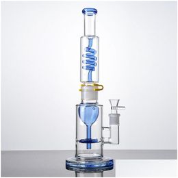 Tubi per fumatori Blu Verde Grandi narghilè Bong in vetro Condoglianze Percolatore 18mm Femmina Joint Oil Dab Rigs Perc Bong d'acqua con ciotola Wp22 Dhycb