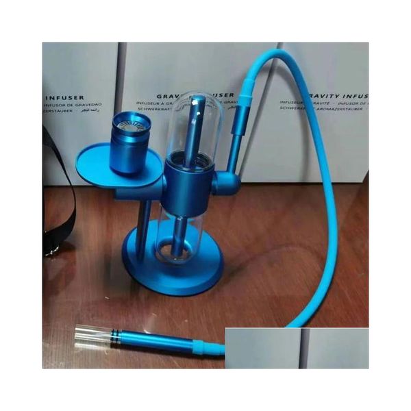 Pipas para fumar Cachimbas azules Custom 360 Rotación de aleación de aluminio Bong de vidrio Entrega de gotas Hogar Jardín Hogar Misceláneas Accesorio para fumar DHXCS