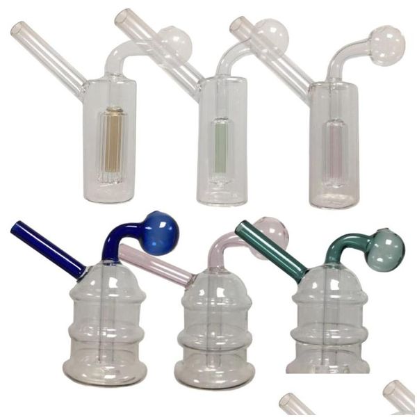 Pipas para fumar Bubbler Quemador de aceite Percolador de vidrio Difusor Agua Hookah Bongs Bubblers Filtro de reciclaje Mini dispositivo portátil Drop Deli Dhfc5