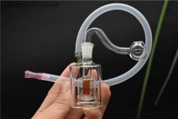 Rookbuizen goedkope mini -glazen olieverbrander water waterpijp voor dep rigs bongs ash catcher waterpijp olielijp buis met siliconenslang en 10 mm mannelijke glazen brander pip Q240408