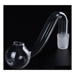 Pipas para fumar Clear 10Mm Male Joint Grueso Pyrex Glass Oil Burner Pipe Tabaco Bent Bowl Hookahs Adapter Bong Pipes Fumar Shisha Tu Dh3Lz