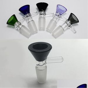 Rookpijpen kleurf 14 mm mannelijke gewricht glazen kommen pyrex duurzame pijp dikke kom voor dab rig percolater bong transparant zwart grijs gr dhvpa