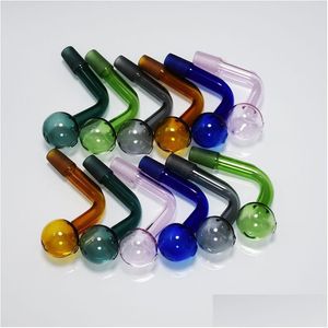 Pipas para fumar Colorf 14 mm Junta masculina Grueso Pyrex Vidrio Quemador de aceite Tazón doblado para plataforma Agua Bubbler Bong Adaptador Tabaco Clavo 3 cm Big Bo Dhqae