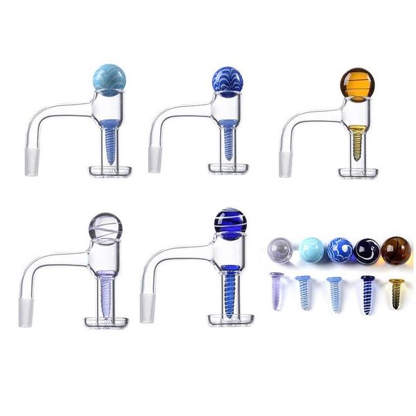 Pipes à fumer Colorf Seamless Fly Weld Banger Accessoires Terp Slurper Bord biseauté avec des clous à vis en marbre de verre US Grade Quartz Ba Dhmmi