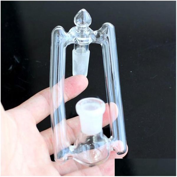 Tubos para fumar Cool Glass Bong Hookahs Adaptador Brazo doble Desplegable Macho 14 a 14.4 Con 2 agujeros Diseño en la azotea Entrega desplegable Hom Dhdu9