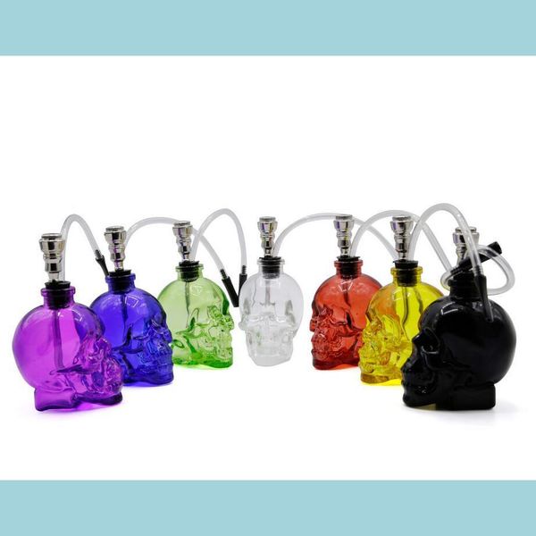 Pipes fumantes cr￩atives 6 couleurs skl Glass Going Hookah Pipe durable mini tabac ￠ fumer l'eau de conception unique