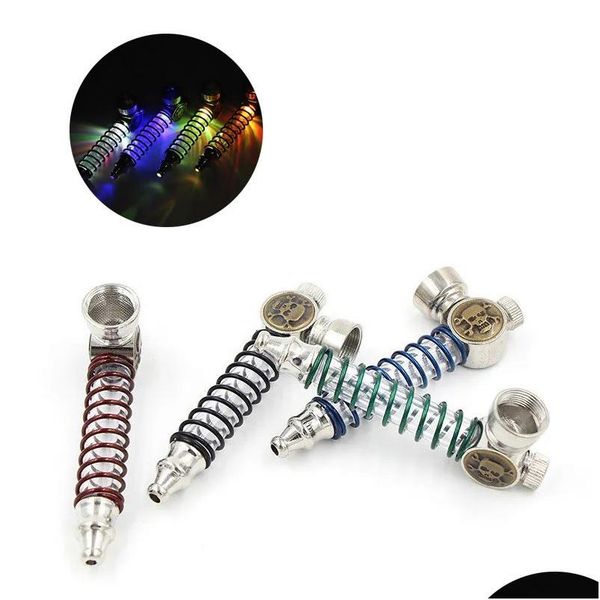 Pipas para fumar Creative Skl Luminous Pipe Head Spring Metal Desmontable Accesorios para el hogar 95Mm Drop Delivery Home Garden Misceláneas Dhsbz