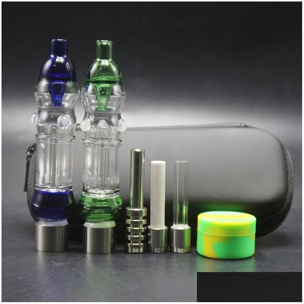 Pipas para fumar Csyc Nc026 Kit Tubo de filtro de vidrio con 510 Titanio Cuarzo Nail Sile Jar Herramienta de acero inoxidable Peine Dab Rig para Bongs Drop Del Dhify