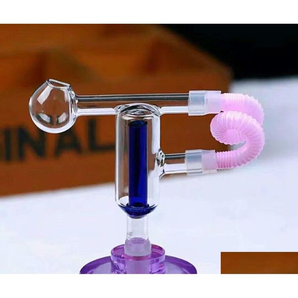 Tuyaux pour fumer Double filtre Marchepied Bongs en verre Brûleur à mazout Tuyaux d'eau Rigs Drop Delivery Maison Jardin Articles ménagers Accesso Dhkre