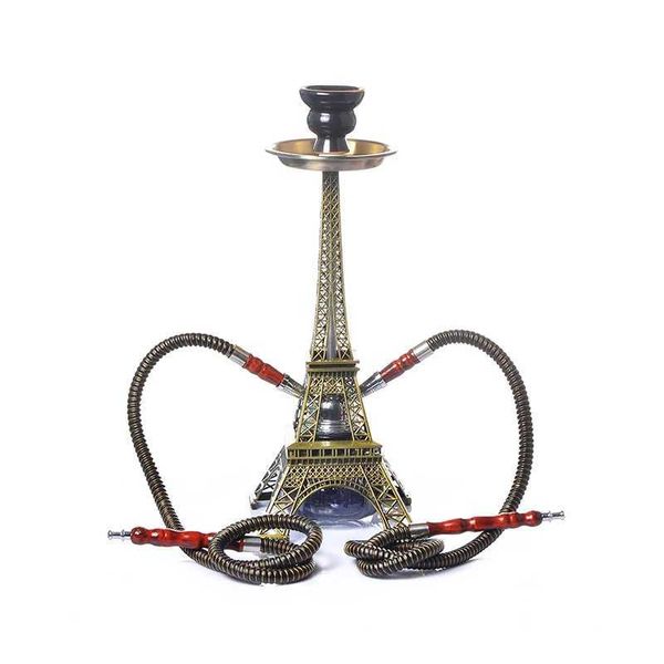 Pipes fumeurs Eiffel Tower Arabian Shisha Double Pipe Corchestre Céramique Bol Céramic ACCESSOIRES ANNIVERCONS ANNIVERTAIR