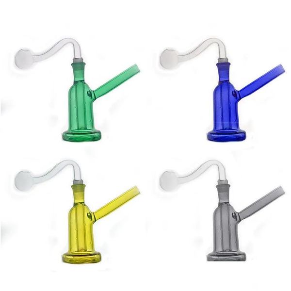 Pipes à fumer Est Mini Verre Brûleur À Huile Bong Couleur Épais Pyrex Recycler Dab Rig Eau 10Mm Cendrier Avec Bols Drop Livraison Accueil Dhbp1