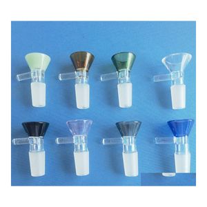 Pipes À Fumer Bol En Verre Pièce 14Mm Joint Mâle Narguilé Colorf Poignée Entonnoir À Ongles Bols Épais Pour Eau Bong Dab Plates-formes Pétrolières Drop Deliver Dhjeu