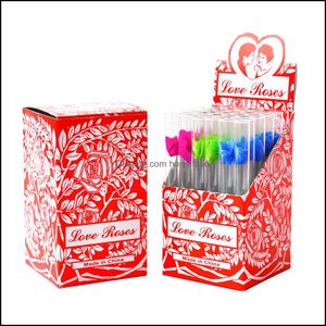 Pipas para fumar Bubbler de vidrio Love Rose Tube con flor de plástico dentro de 36 piezas en una caja Pipa de tabaco C Dhseller2010 Otrfa