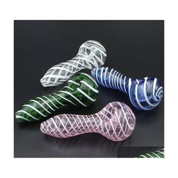 Pipes Pour Fumer Pipe En Verre Pyrex 4.0 Pouces Fumer Cuillère À Main Pipes Haute Qualité Colorf Tube Tabac Épais Herbe Sèche Fumée Accessoire Bong Dhqwz