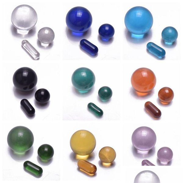 Pipes à fumer en verre fumer marbre Terp Slurper ensemble coloré 20mm 12mm boule insérer avec pilule pour Slurpers Quartz Banger ongles eau Bon Dht3L