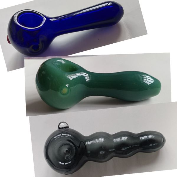 Bong de vidrio Quemadores de aceite Pipas para fumar Vidrio Espesar Tabaco Mano Consejos para fumar para cuchara Pyrex Tubería Proceso de soplado Bongs Accesorios En stock