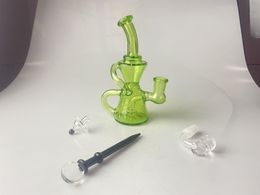 Pipes à fumer, grand verre de 8 pouces de haut, bol de 14 mm artisanal en verre Recycler Bong, ensemble