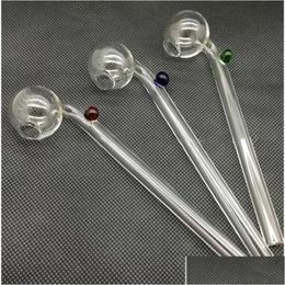 Pipes pour fumer Main Brûleur à mazout Pipe en verre Tubes clairs Point de couleur 6,29 pouces Pyrex Nail Tips Tobcco Dry Herb Big Ball Wat Dh7Aq