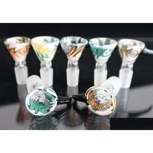 Pipes Pour Fumer Narguilé Accessoires Heady Bol En Verre Coloré 14Mm 18Mm Mâle Avec Poignée Beautif Diapositive Pour Bubbler Ash Catcher Bong Bol Dhrdx