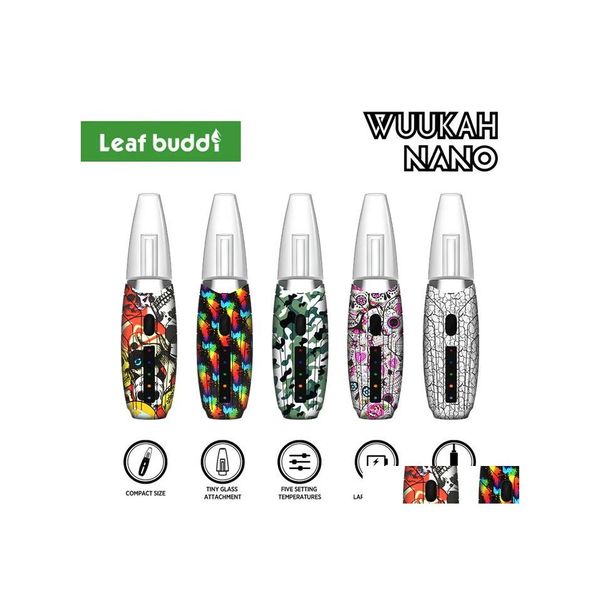 Pipes à fumer Feuille Buddi Wuukah Nano Kit Cire Vaporisateur Tuyau d'eau 1200Mah Tension Variable Chambre de Quartz Bong En Verre Narguilé Enail Dr Dhstu