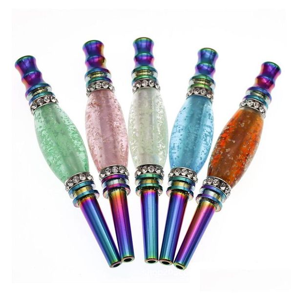 Pipas para fumar Diamante luminoso Colorf Hookah Cigarette Holder Pipa de tabaco Extraíble Arabian Smok Accesorios Dhs Drop Delivery Home Dh9Ci