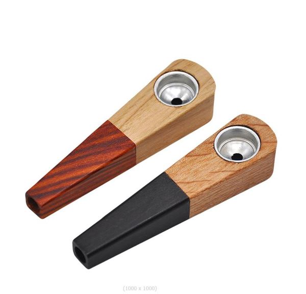Pipas para fumar Pipa de metal Pipa de madera bicolor Pipa de material de madera de brezo Mini pipa pequeña