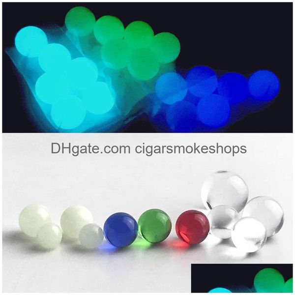 Pipas para fumar Nuevo Luminoso Resplandeciente 6 mm 8 mm Cuarzo Terp Pearl Ball Insert con rojo azul verde claro vidrio superior perlas para uñas gota de DHV1Y