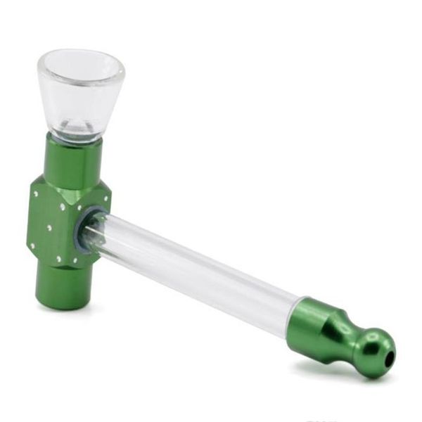 Pipes à fumer, nouveau tuyau Transparent Portable, perceuse à ceinture en verre, petit tuyau, outil de fumée en métal