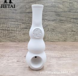 Pipas para fumar Nueva pipa de tabaco seco de cerámica blanca pura Calabaza personalizada Porcelana blanca Bolsa de tabaco seco de estilo antiguo