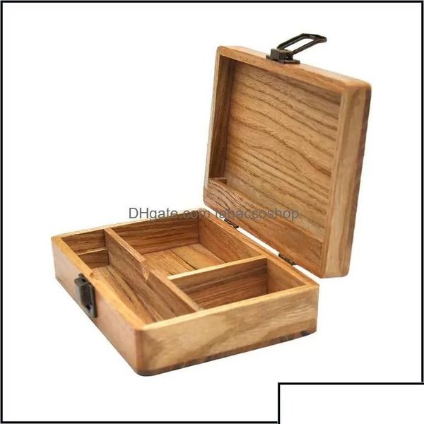 Fumer Pipes Autres accessoires Fumer Box cachette en bois avec plateau roulant Tobac à la main naturel et rangement à base de plantes pour tuyau dro dhdly