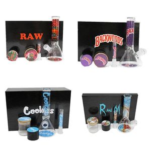 Pijpen Gepersonaliseerde Ontwerp Glazen Bong Waterpijp Kit Dikke Waterpijp Met Kruid Tabak Grinder Opslagtank Accessoires Rook Bong Dhxcl