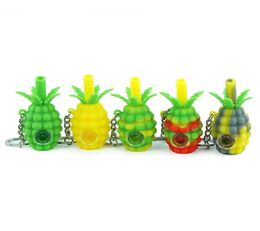 Pipes fumeurs Ananas Mini Tobbaco Silicone Pipe à main 28039039 Coupper à bulles avec clé 7588898