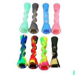 Pipes Pour Fumer Portable Sile Trompette Forme Verre Petit Tuyau Accessoires Longueur Corne Transparente 8Mm Vt1417 Drop Delivery Home Garden Dhca1