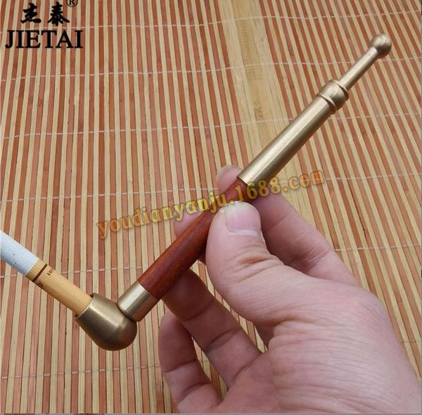 Pipes pour fumer Pipe en acajou de cuivre pur insert de cigarette pot de cigarette en bois massif