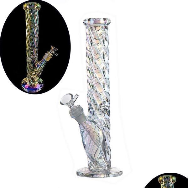 Pipes À Fumer Tuyaux En Verre Arc-en-ciel Narguilés Brillent Dans Le Noir Bong Bongs À Eau Épais Recycleur Percolateurs Diapositives 18Mm Bol Tige Heady Gl Dhsfh