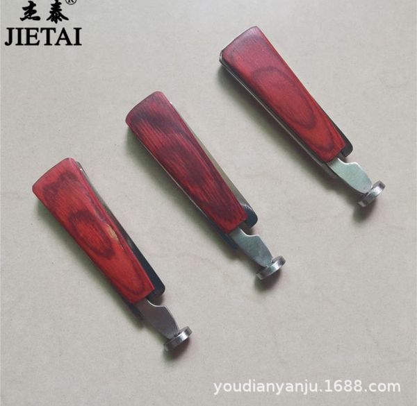 Pipas para fumar Madera de sándalo rojo engrosada totalmente laminada cuchillo de humo de metal tres en uno