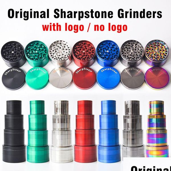 Pipas para fumar Sharpstone Grinder Accesorios para hierbas Metal Aleación de zinc Tabaco Molinillos de hierbas 4 capas 40/50/55 / 6M Diámetro 7 colores Dr Dhtm6