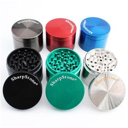 Rookpijpen Sharpstone Herb 4 -deel zinklegering grinder 40 mm/50 mm/55 mm/6 m kruidencracker tabaksmetaal voor accessoires drop levering dhxzy