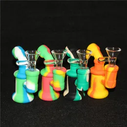 pipas de fumar Silicona Bong Tuberías de agua Cachimbas Plataformas de aceite de silicona mini burbujeador bongs Hookah Free Glass Bowl néctar dabber herramientas dab rig