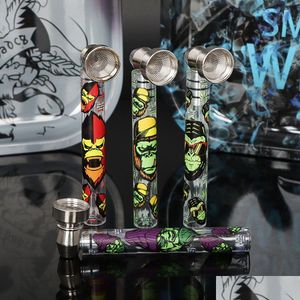 Pipes de fumer accessoire de fumée Pipes de tabac motif de verre seau de fumer le démontage transparent peut nettoyer la pipe de combat shisha drop dhhbm