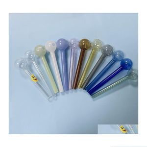 Pipes à fumer Pipes à fumer 10 cm de longueur en verre tuyau de brûleur à mazout mini bol à bulles vaporisateur de cire 12 couleurs pour l'option rose disponible goutte Dherp