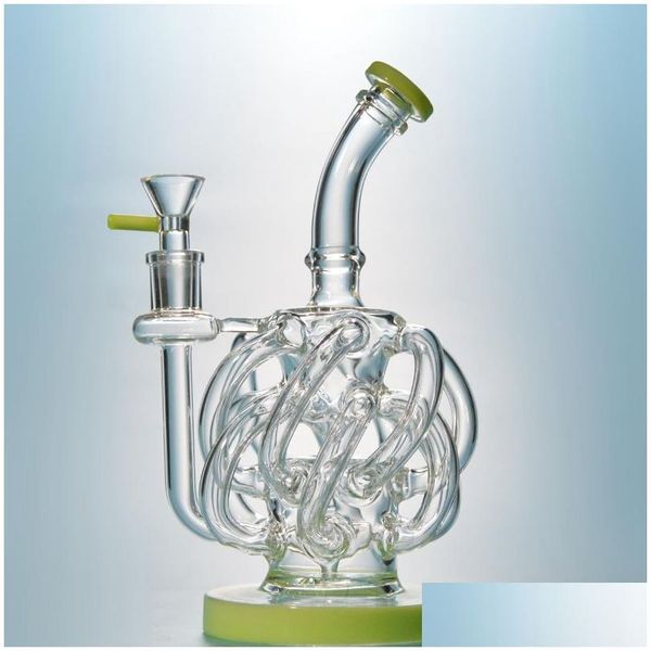 Pipes Pour Fumer Super Vortex Verre Bong Dab Rig Narguilés Tornado Cyclone Recycler Rigs 12 Recycleurs Tube Tuyau D'eau 14Mm Joint Bongs Wi Dhafh