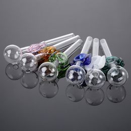 Pipes pour Fumer Unique Coloré Rond Forme De Crâne Tube Poignée Pipe Pyrex Verre Brûleur À Huile Tubes Droit Cuillère Forme Mini Dab Rigs SW129 SW130