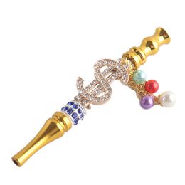 Pipes à fumer Porte-cigarette en métal de style américain avec porte-pendentif en diamant avec strass bijoux embouts de bouche de narguilé bijoux de narguilé embouts de narguilé en métal