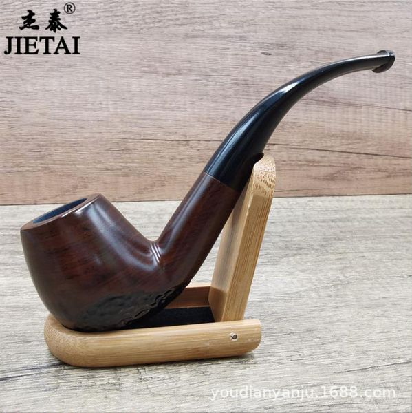 Smoking Pipes Tuyau de filtre sculpté en bois de santal noir vintage, tuyau inséré à double usage en bois massif à double usage, tuyau sec créatif à l'ancienne fait à la main