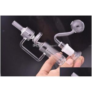 Pipas para fumar con mango Mini 14 mm Junta femenina Bongs Reciclador Percolador Cachimbas Vidrio Dab Plataforma petrolera Tubería de agua Quemador Entrega de gota H OT4MS