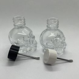 Fumer Pyrex Verre Épais Style Crâne Herbe Sèche Tabac Épice Miller Snuff Snorter Sniffer Snuffer Bouteille De Rangement Dabber Cuillère Porte-Cigarette Pots De Cachette