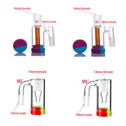 Fumer Quartz Banger Nail 14mm 18mm mâle Glass Bubbler Ash Catchers Avec Fond En Silicone 45 90 Degrés Ashcatcher Ash Catcher Pour Verre Eau Bongs Huile Dab Rigs