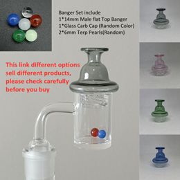 Smoking Quartz Banger Kit Nail Terp Pearl Ball Glass Carb Cap Cobom Set 90 grados Flat Top 14mm Male Joint Bowl para Bong