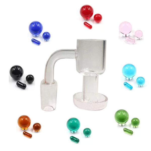 Fumer Quartz Banger avec 2 boules de marbre et ensemble de capsules en verre brillent dans les bols sombres saut coulissant drôle pour les conduites d'eau narguilé Bong